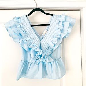 Powder Blue Ruffle Top